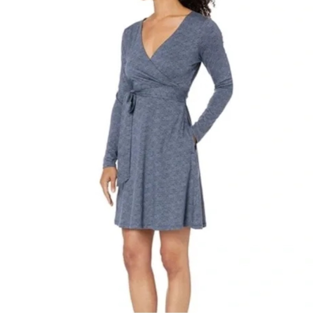 Toad & Co Cue Wrap Herringbone Print Long Sleeve Dress True Navy Size Small NEW - Picture 12 of 12